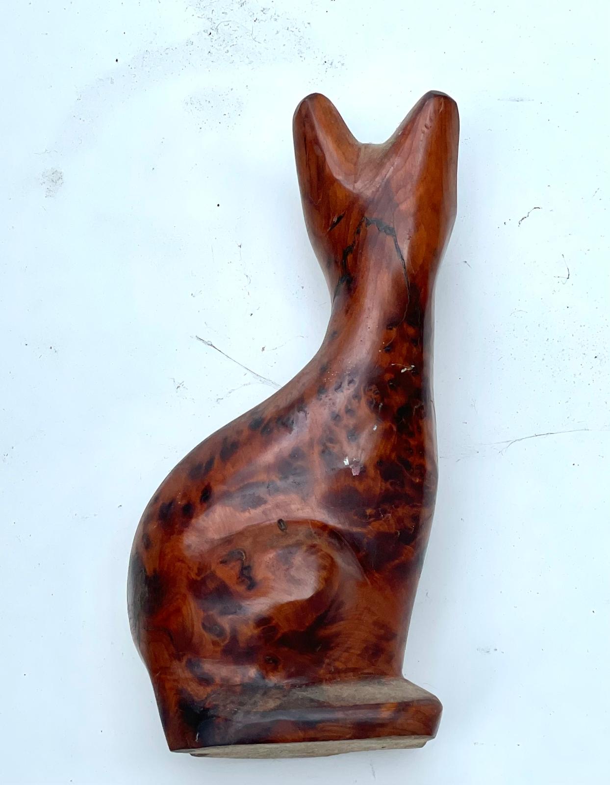 Chat en bois loupe d'orme Massive